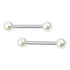 Pearl Nipple Barbells Nipple Barbells 14g - 15/32" long (12mm) - 4mm balls Cream
