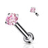 16g CZ Prong Stainless Micro-Disc Labret Labrets 16g - 5/16" long (8mm) - 2mm cz Pink