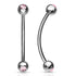 16g Stainless CZ Snake Eyes Barbell Curved Barbells 16g - 15/32" long (12mm)- 3mm balls Pink