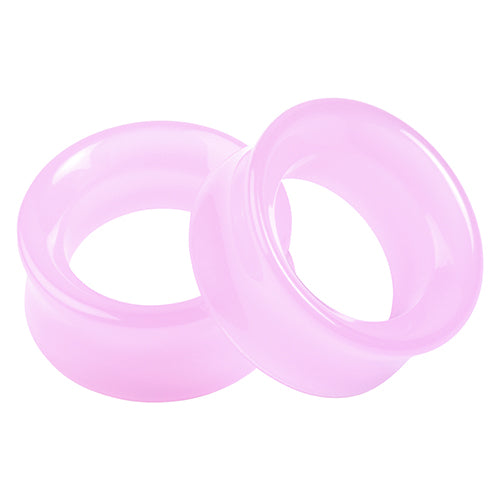 Pink Glass Tunnels Plugs 0 gauge (8mm) Pink
