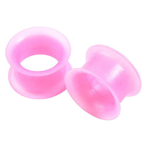 Pink Thin-Wall Silicone Tunnels Plugs 2 gauge (6mm) Pink