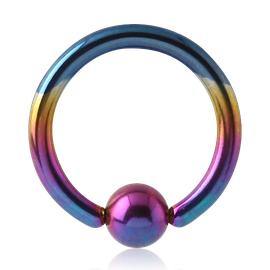 14g Rainbow Titanium Captive Bead Ring Captive Bead Rings 14g - 1/4" diameter (6mm) - 4mm bead Rainbow
