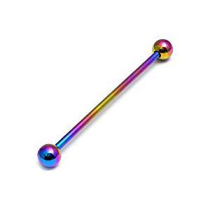 16g Rainbow Titanium Industrial Barbell Tulsa Body Jewelry