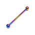 16g Rainbow Titanium Industrial Barbell Industrials 16g - 1-1/2" long (38mm) - 4mm balls Rainbow