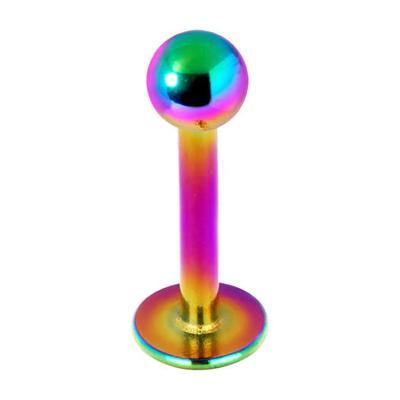 14g Rainbow Titanium Labret Labrets 14g - 1/4" long (6mm) - 4mm ball Rainbow