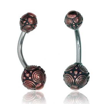 Bali Swirl Rose Brass Belly Ring Belly Ring 14g - 3/8" long (10mm) Rose Brass