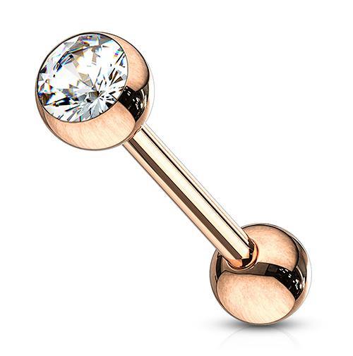 CZ Rose Gold Tongue Barbell | Tulsa Body Jewelry CZ Rose Gold Tongue Barbell | Tulsa Body Jewelry