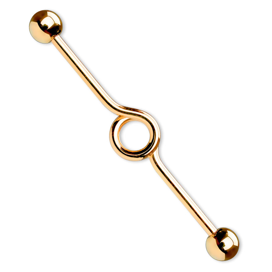 14g Looped Rose Gold Industrial Barbell Industrials 14g - 1-1/2" long (38mm) - 5mm balls Rose Gold