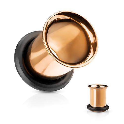 thumbnail image 2 of Rose Gold Steel Cat Flesh Tunnel Ear Plugs – 316L Surgical Steel, Flared Gauge Expander, 1 Pair 2 of 5