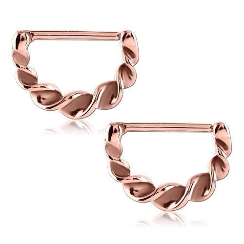 Twirled Rose Gold Nipple Clickers Nipple Clickers 14g - 15/32