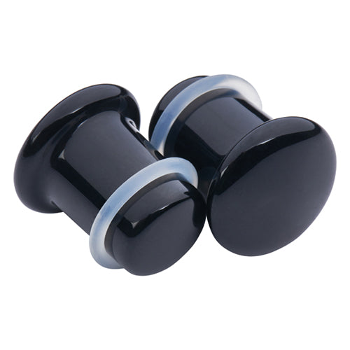 Black Glass Single Flare Plugs Plugs 8 gauge (3mm) Black