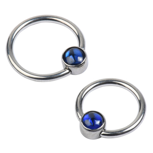 14g Titanium Captive Gemstone Disc Bead Ring Captive Bead Rings 14g - 5/16" diameter (8mm) Synthetic Sapphire