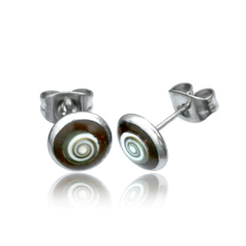Coco Shell Shiva Eye Stud Earrings Earrings 20 gauge Stainless Steel