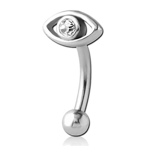 Eye CZ Stainless Eyebrow Barbell Eyebrow 16g - 5/16" long (8mm) Stainless Steel
