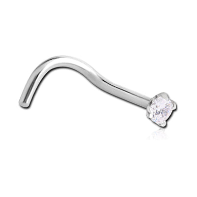 Prong CZ Stainless Nostril Screw Nose 20g - 1/4