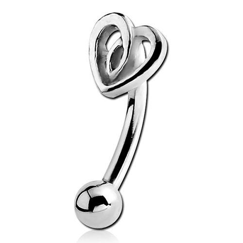 Heart Stainless Eyebrow Barbell Eyebrow 16g - 5/16" long (8mm) Stainless Steel