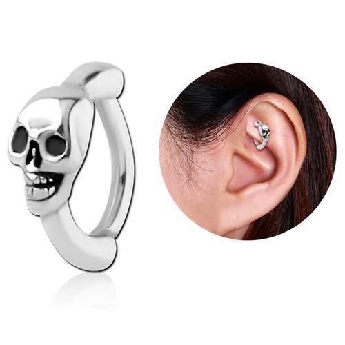 Stainless Skull Cartilage Clicker Cartilage 16g - 5/16" long (8mm) Stainless Steel