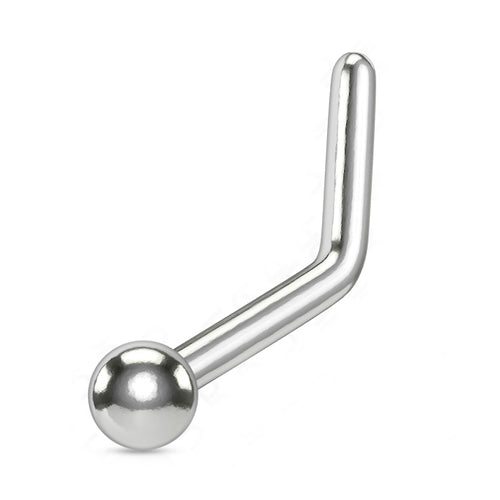 Ball Titanium L-Bend Nose Stud Nose 20g - 1/4" wearable (6mm) High Polish (silver)