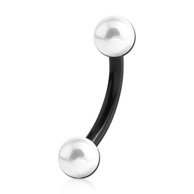 16g Pearl Black Curved Barbell Curved Barbells 16g - 5/16