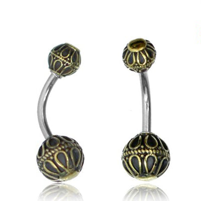 Looped Yellow Brass Belly Ring Belly Ring 14g - 3/8