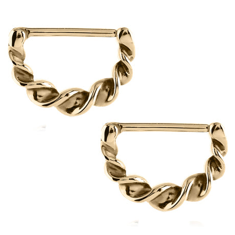 Twirled Zircon Gold Nipple Clickers Nipple Clickers 14g - 9/16