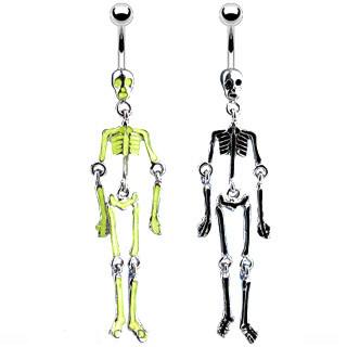 Glow-in-the-Dark Skeleton Belly Dangle Tulsa Body Jewelry