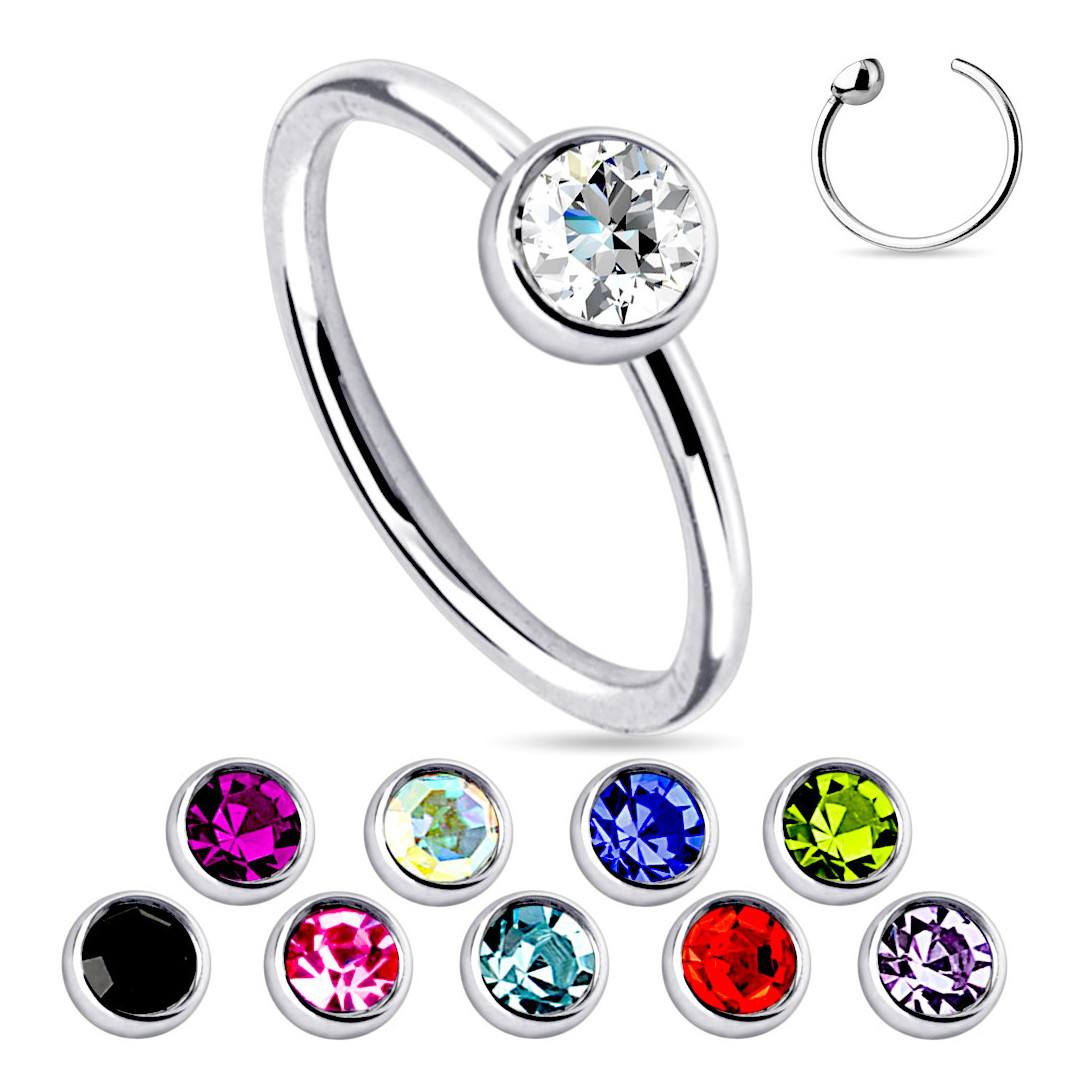 20g Stainless Fixed CZ Bead Ring Fixed Bead Rings 20g - 5/16