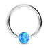 16g Stainless Fixed Opal Bead Ring Fixed Bead Rings 16g - 5/16" diameter (8mm) Blue Opal