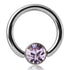 16g Stainless Captive CZ Disc Bead Ring Captive Bead Rings 16g - 3/8" diameter (10mm) - 4mm bead Lavender