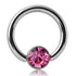 16g Stainless Captive CZ Disc Bead Ring Captive Bead Rings 16g - 3/8" diameter (10mm) - 4mm bead Pink