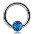 16g Stainless Captive CZ Disc Bead Ring Captive Bead Rings 16g - 5/16" diameter (8mm) - 4mm bead Capri Blue