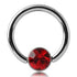 16g Stainless Captive CZ Disc Bead Ring Captive Bead Rings 16g - 5/16" diameter (8mm) - 4mm bead Bright Red