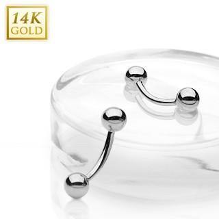 14g White 14k Gold Curved Barbell Curved Barbells  