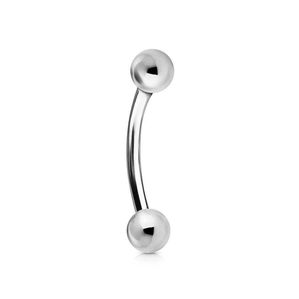 14g White 14k Gold Curved Barbell Curved Barbells 14g - 1/4" long (6mm) - 3mm balls Solid 14k White Gold