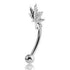 Cannabis Leaf Stainless Eyebrow Barbell Eyebrow 16g - 5/16" long (8mm) Stainless Steel