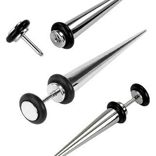 Stainless Fake Tapers Fake Plugs 16g - 1/4" long (6mm) Stainless Steel