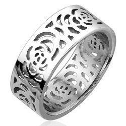 Stainless Cutout Rose Pattern Ring Finger Rings  