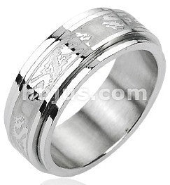 Stainless Steel Double Dragon Spinner Ring – Tulsa Body Jewelry