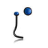 Bezel Opal Black Nostril Screw Nose 18g - 1/4" wearable (6.5mm) Blue Opal