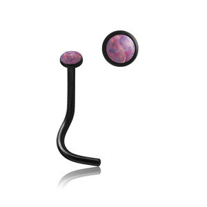Bezel Opal Black Nostril Screw Nose 20g - 1/4" wearable (6.5mm) Purple Opal