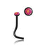 Bezel Opal Black Nostril Screw Nose 18g - 1/4" wearable (6.5mm) Pink Opal