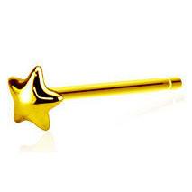 Gold Rounded Star Nostril Pin Nose 20g - 1/2