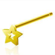 Gold Star Outline Nostril Pin Nose 20g - 1/2" long (12mm) Gold