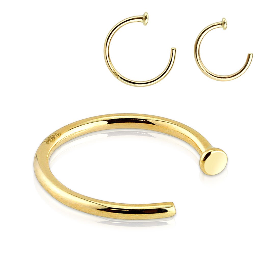 Yellow Gold Nickel Free Nose Hoop Solid 14kt Nickel-Free Yellow