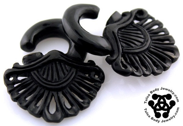 Horn Fringe Hangers by Oracle Body Jewelry Plugs 6 gauge (4mm) Black Horn