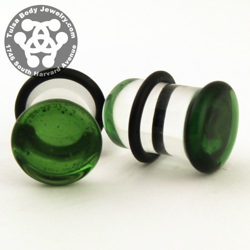 Translucent Green Single Flare Plugs by Glasswear Studios Plugs 12 gauge (2mm) Translucent Green