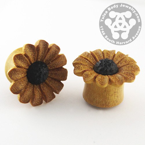 Sunflower Plugs by Urban Star Organics Plugs 9/16 inch (14mm) Gentawas Wood