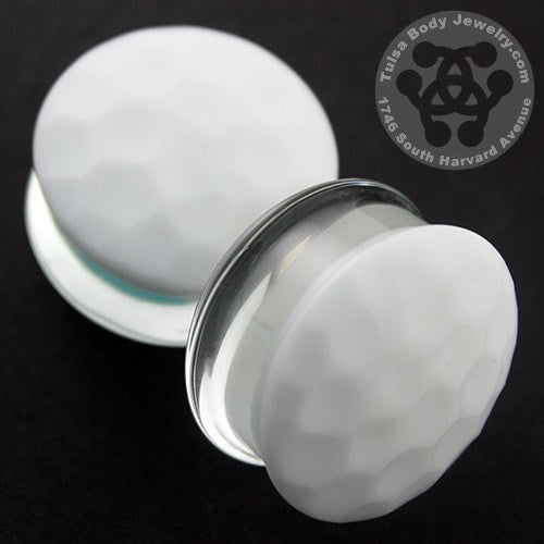 White Color Front Martelle Plugs by Gorilla Glass Plugs 0 gauge (8mm) White