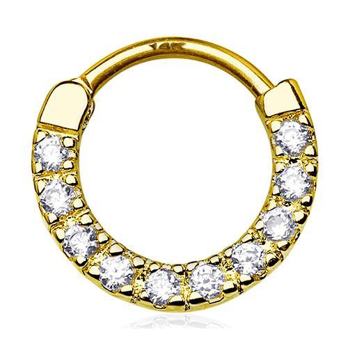 Set Of 3 Septum Clickers – 14G 5/16” Jeweled Nose Rings In Pink, Black & Clear CZ