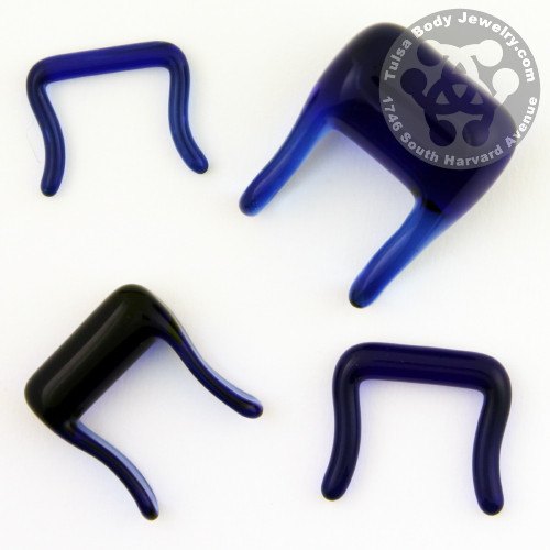 Blue Septum Retainer by Glasswear Studios Septum Retainers 12 gauge (2mm) - 5/16" diameter Blue